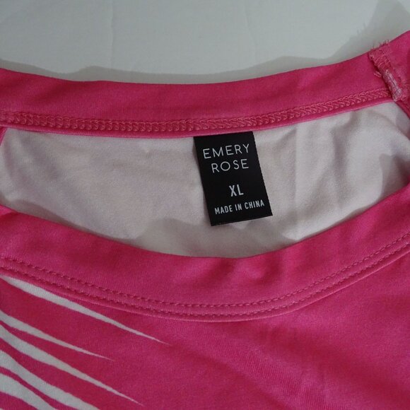 Emery Rose High Neck A-line Shift Dress Women Size XL Pink Purple Ombre Tropical - Picture 3 of 8